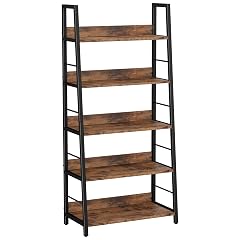 IRONCK Industrial Bookshelves and Bookcases Ladder Shelf 5 Tiers with Metal Frame for Living Room Home Office Rustics