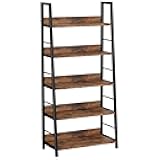 IRONCK Industrial Bookshelves and Bookcases, Ladder Shelf 5 Tiers with Metal Frame for Living Room, Home Office, Rustics Brown