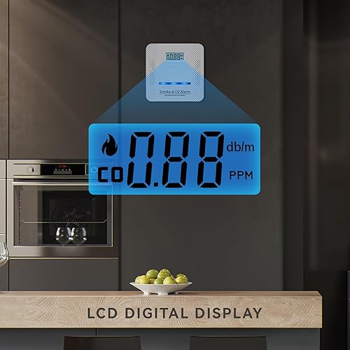 Miniatura 6 de Detector de humo, detector de monóxido de carbono, alarma de incendio y CO 2 en 1, funciona con pilas, detector de gas de monóxido de carbono con