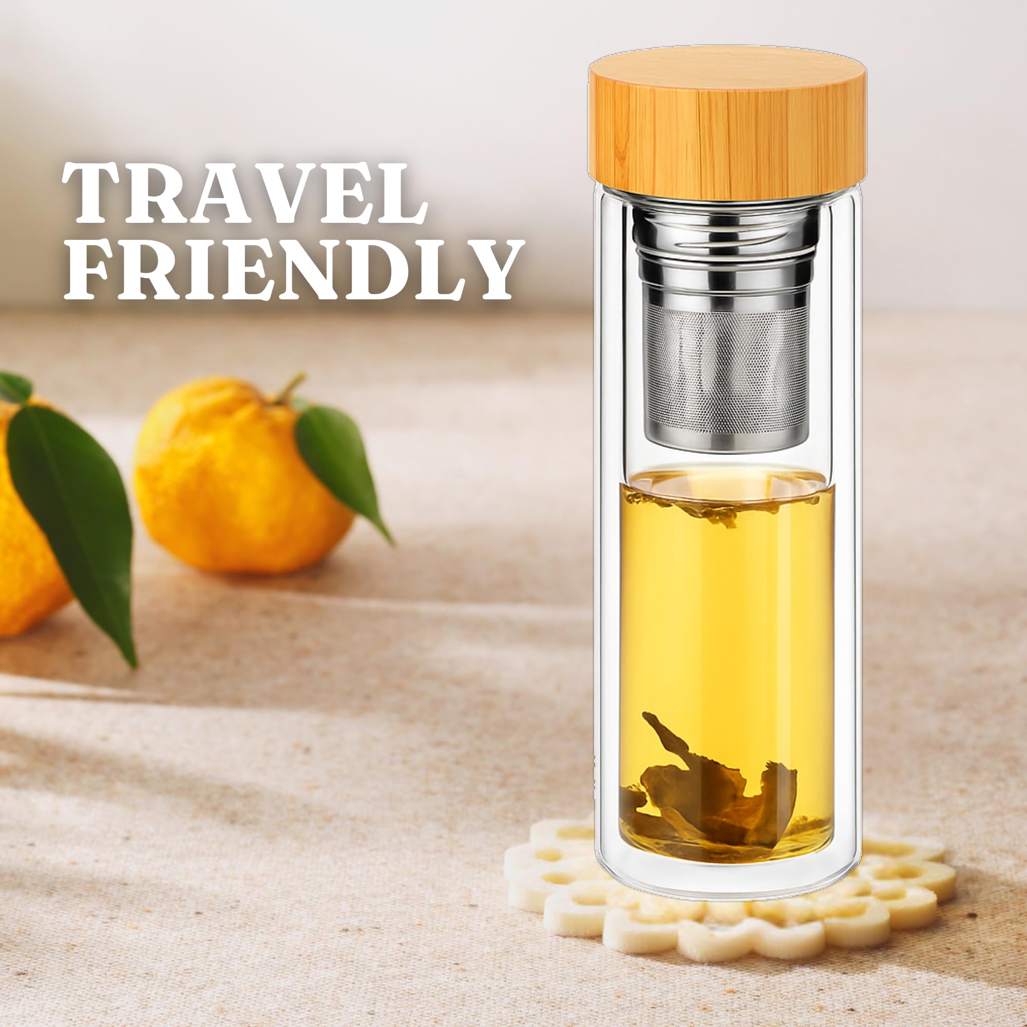Filtered Blend Glass Water Bottle with Tea Infuser thumbnail 6
