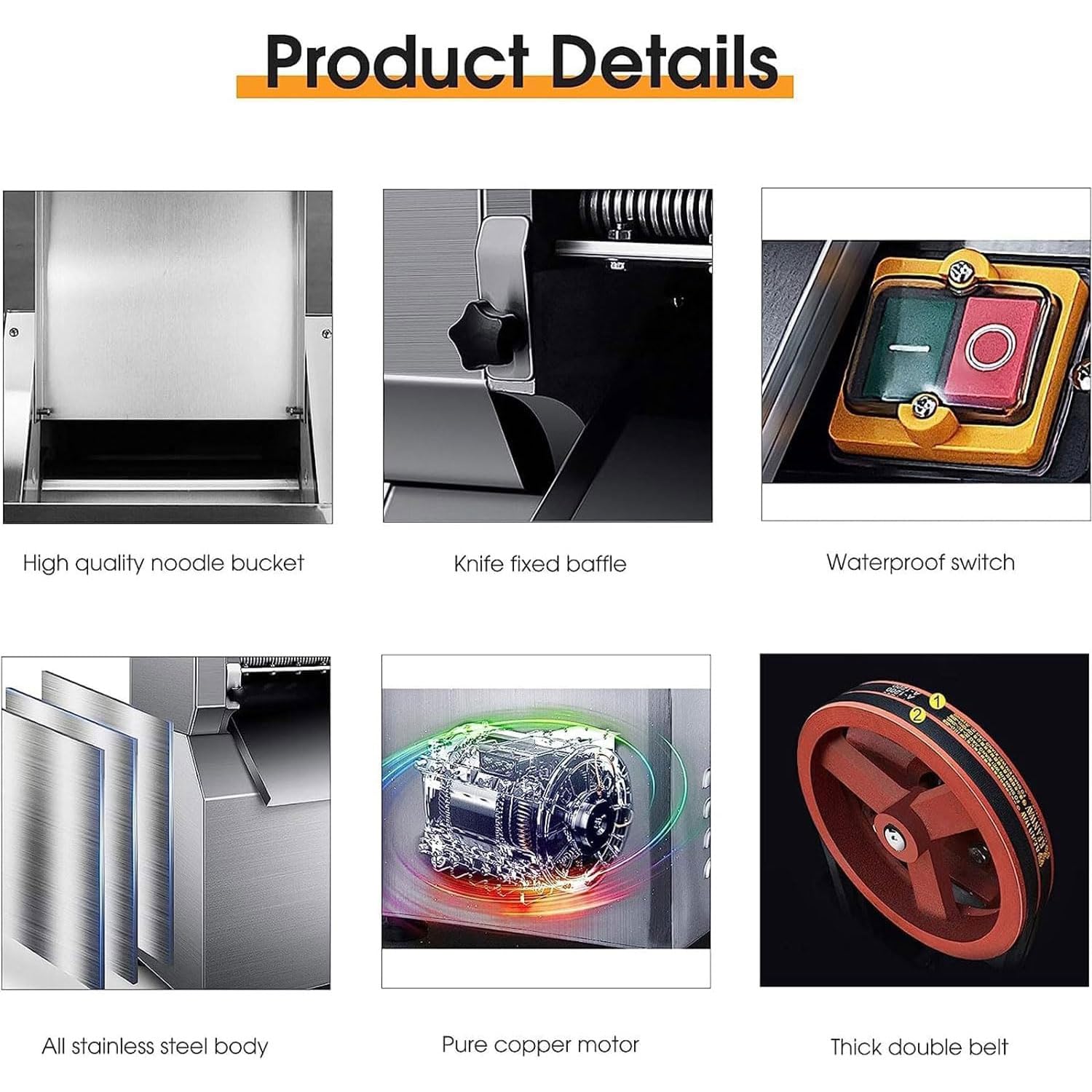 Fabricante De Fideos Comercial De 2200 W, Máquina De Pasta De Acero Inoxidable De 30 Kg/h Con Cuchillo De Molde De 1.5 Mm/2 Mm/3 Mm, Espesor Ajustable De 1-10 Mm, Personalizable, Para Restaurante
