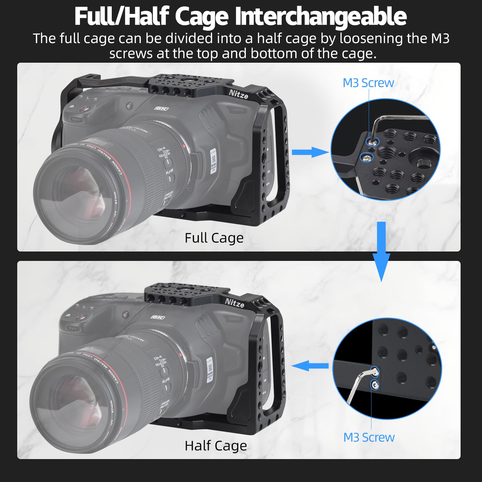 Nitze BMPCC 6K Cage/BMPCC 4K Cage for Blackmagic Design Pocket