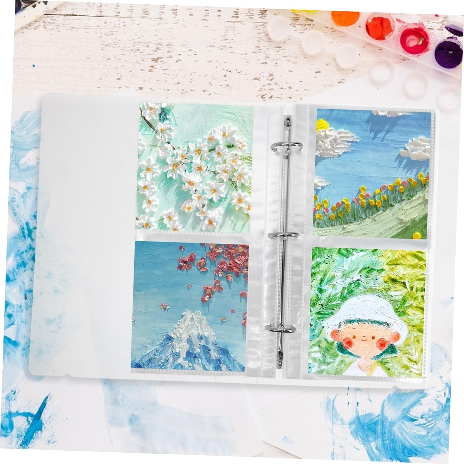 Oil Pastel Storage Book Portable Artwork Portfolio Album Sleeves Art Organizer for Supplies and Drawings Suitable for Artists and Students