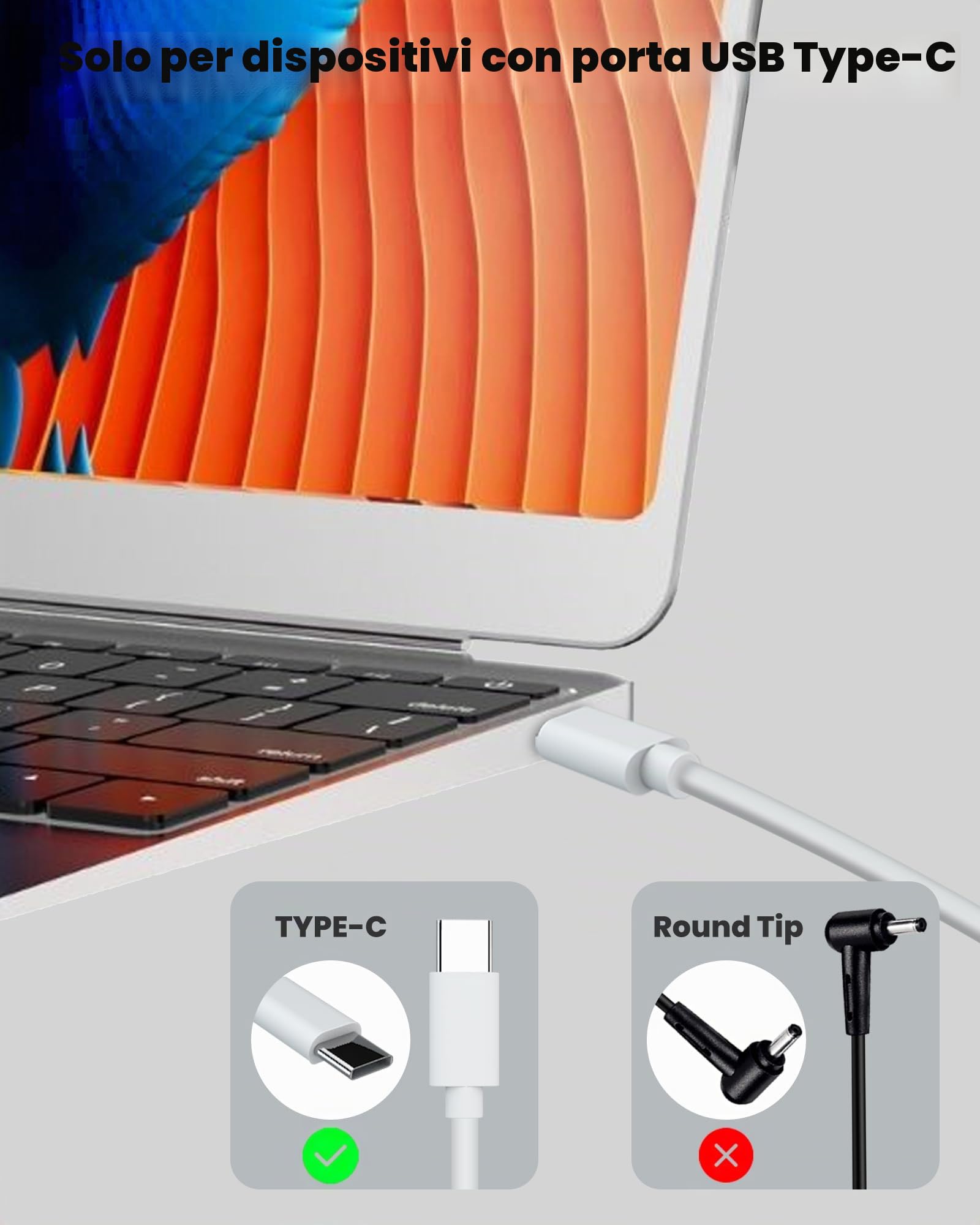 Caricatore USB C 65W per Samsung Galaxy Book Pro & Pro 360 NP950QDB NP930QDB NP935QDC NP950XDB NP930XDB Galaxy Book3 Book4 Laptop Type C Alimentatore