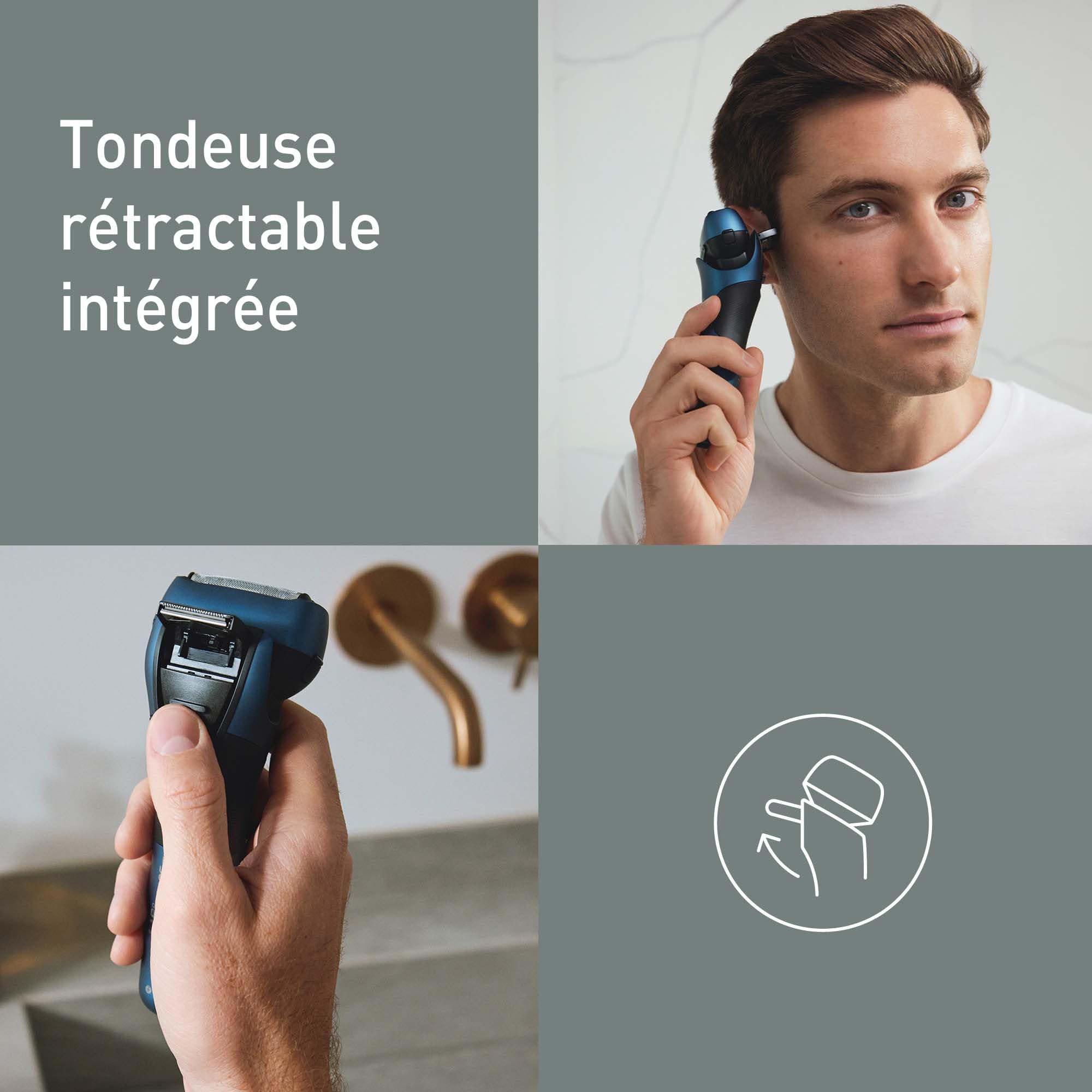 Panasonic Series 700 ES-ALT4B Rasoir Électrique 3-lames Wet et Dry Homme, Rasoir Portable Sans Fil et Étanche, Capteur de Barbe Réactif, Tête Flexible