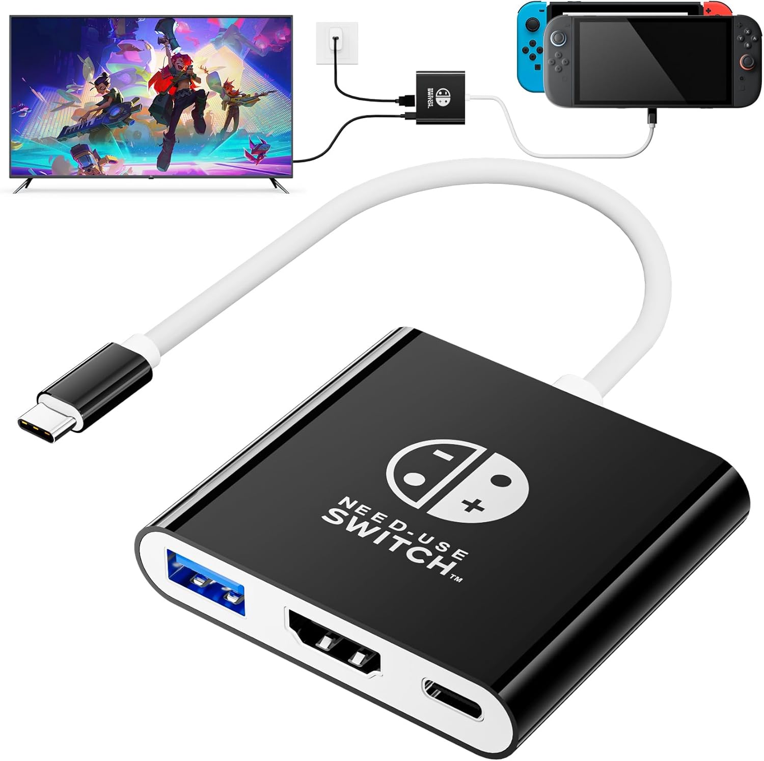 TV Dock para Switch, Docking Station para OLED/Steam Deck/MacBook, Adaptador TV Portátil