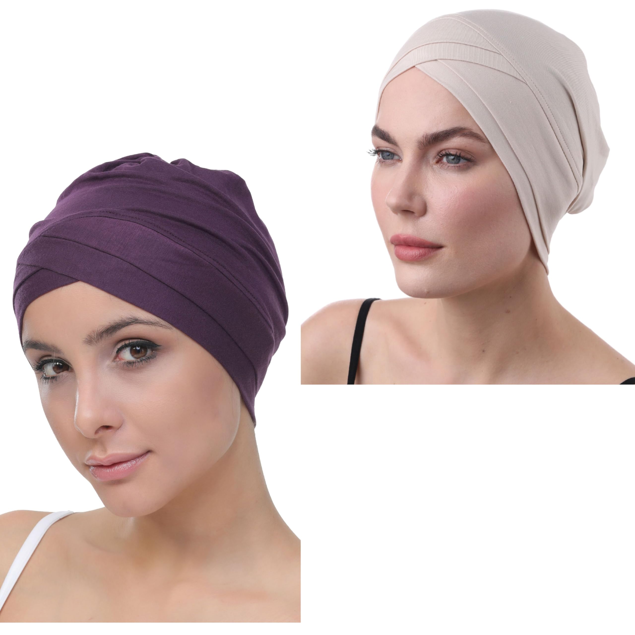 Deresina Headwear Women's X Mulberry Taupe Deresina W-Front Bamboo Chemo Cap For – Soft Breathable Turban Headwear For Hair Loss & Alopecia, Comfortable Head Covering (Mulberry Taupe - One Size)
