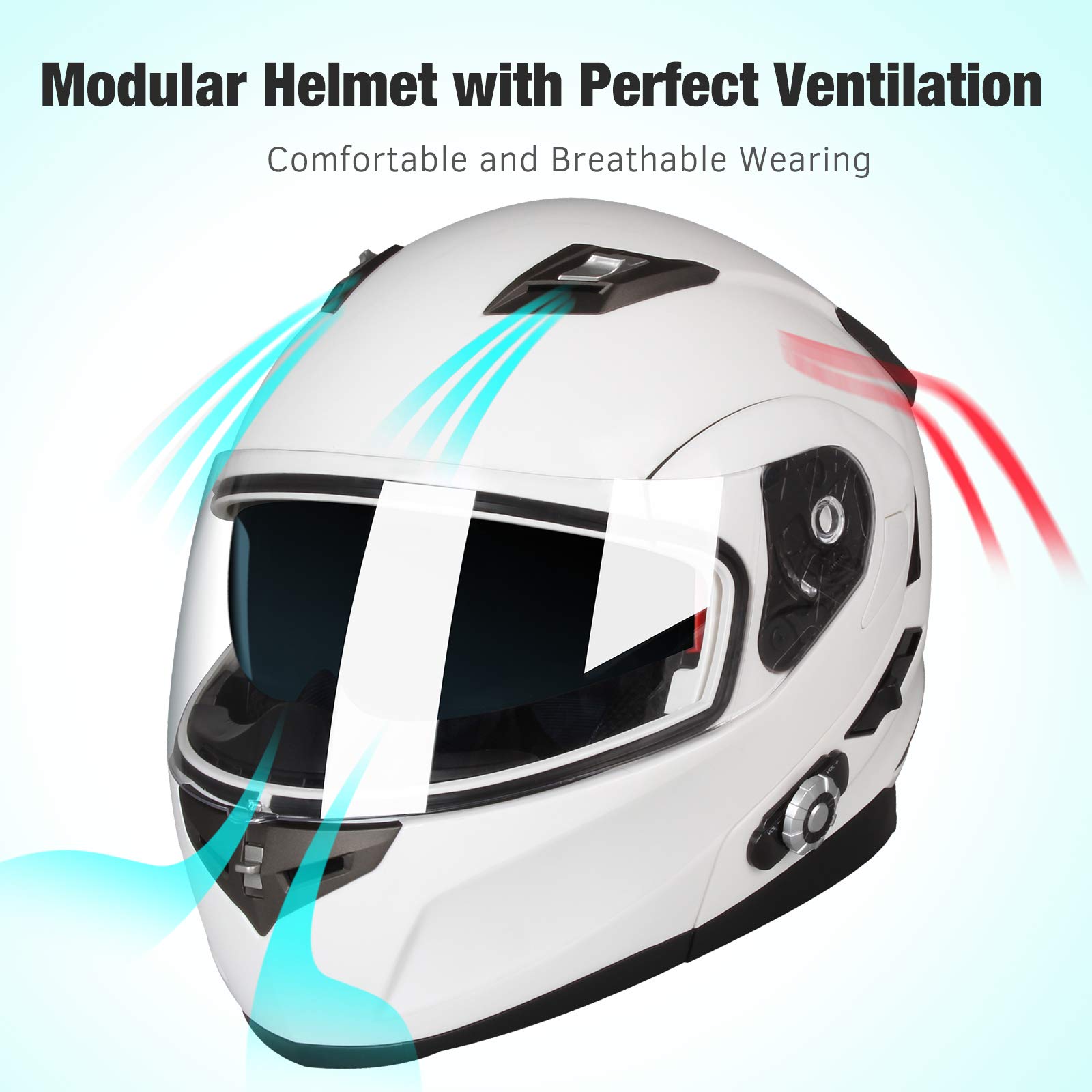 FreedConn Motorcycle Bluetooth Helmet BM2S Flip Up Modular Bluetooth Motorcycle Helmet Voice