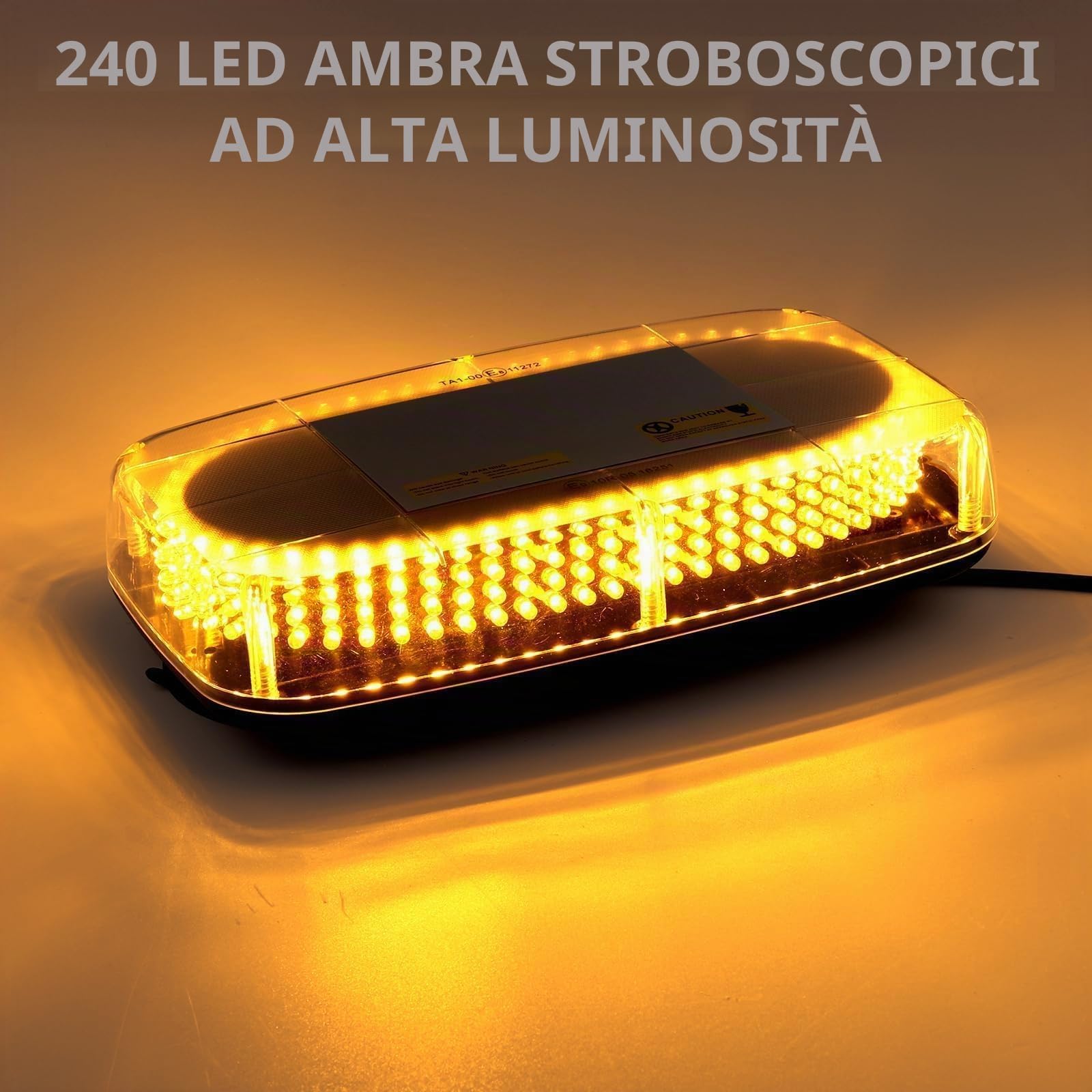 Justech 240 LED Lampeggiante Arancione LED Strobo Spia 12V Luci Lampeggianti Emergenza Fari Stroboscopiche con Base Magnetica e Doppia Interruttore per Auto Rimorchio Camion Furgone Van Caravane