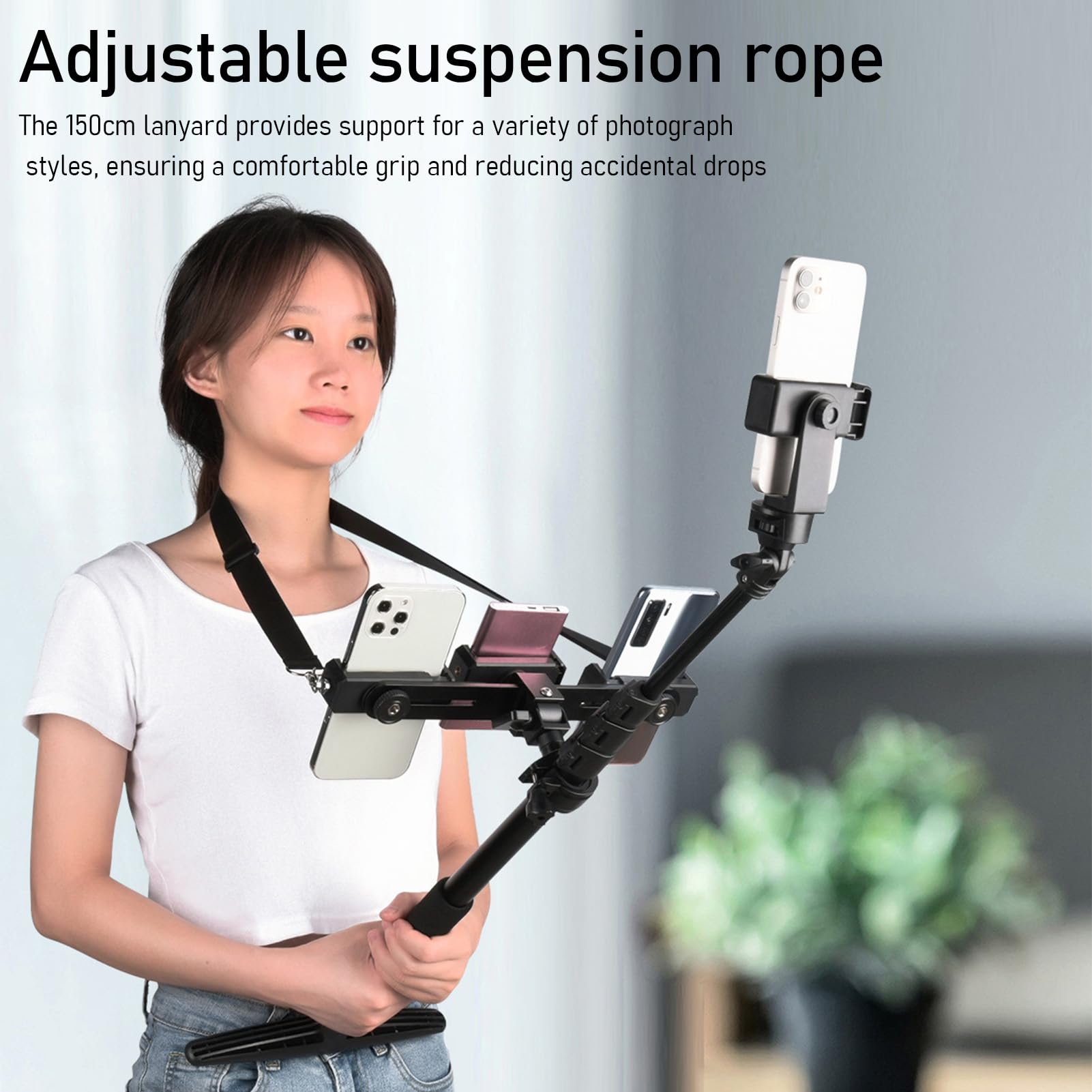 Akozon Asta Selfie Pieghevole, Asta Selfie Pieghevole da 160 Cm Asta Selfie Regolabile a 360° Asta Selfie per Telefono a 3 Sezioni Treppiede per Fotografia in Studio All'aperto