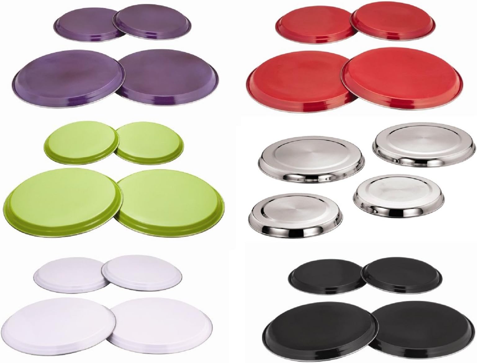4pc Stainless Steel Coloured Electric Hob Covers Metal Ring Lid Protector Set (Aubergine Purple)