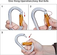 Vista 5 de SOB Clips de mosquetón de escalada con bloqueo automático, conector de mosquetón asimétrico de alta resistencia utilizado para rappel