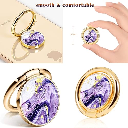 Miniatura 2 de JIAXIUFEN Soporte de anillo para teléfono celular, soporte de dedo con purpurina de mármol, soporte de anillo de metal de rotación de 360 para