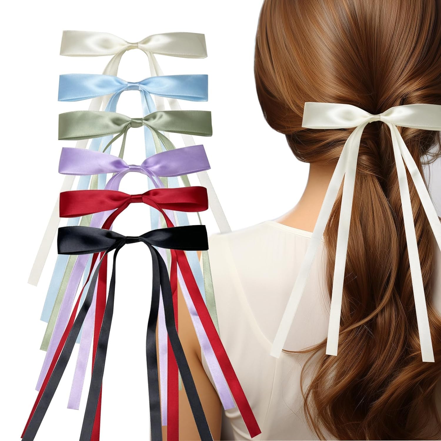 INHEAVEN 6 Pc hair bows for Women, Bow Hair Clips for Girls, Bow Clips for Long Hair Accessories, Colorful ribbons for hair. (B0CYS7FVCZ) Amazon Price History, Amazon Price Tracker
