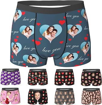 Custom Face Mens Boxer Briefs, Personalized Total Support Boxer Briefs with Photo, Customized Underwear Gifts for Men