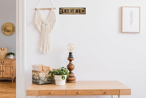 Miniatura 5 de AWISZZZ Letrero de metal con texto en inglés Let It Be The Music de mariposa para decoración de pared, retro, palabras de sabiduría, mariposas, para