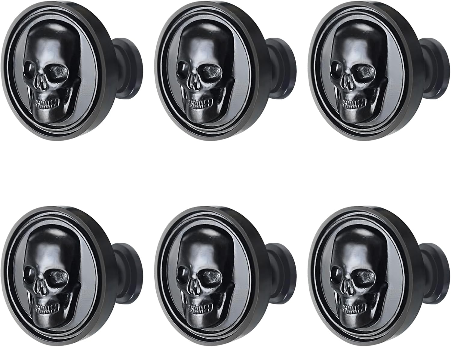 Vintage Skull Knob, 6 pcs Single Hole Cabinets Pulls for Drawer, Wardrobes, Bookcases, Dresser, Closets (Bronze)