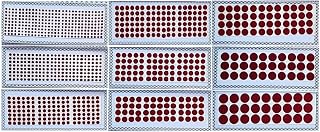 IS4A 916 Velvet Dot Bindi Tattoo Stickers Set of 9 Cards - Adhesive Body Jewelry for Bridal Face, Belly, Forehead - Round Jewels for Women (Deep Red)