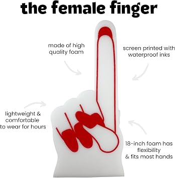 Giant Foam Finger 18 Inch - Female Foam Hand for All Occasions - Seen on Miley Cyrus - Cheerleading for Sports - Use as Celebration Pom Poms White