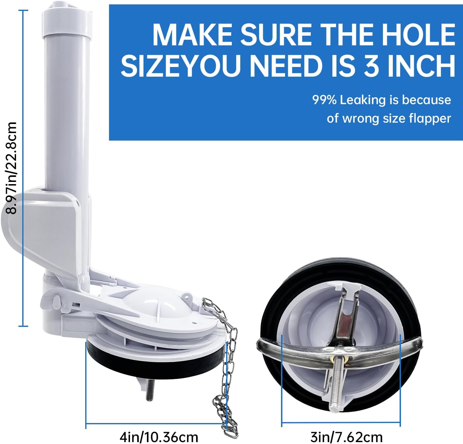3-Inch One Piece Toilet Flush Valve Repair Kit, Universal Replacement with Flapper & Chain, Leak-Proof Silicone Seal, Easy Install, Compatible with TOTO/American Standard (Not for Two-Piece Toilets)