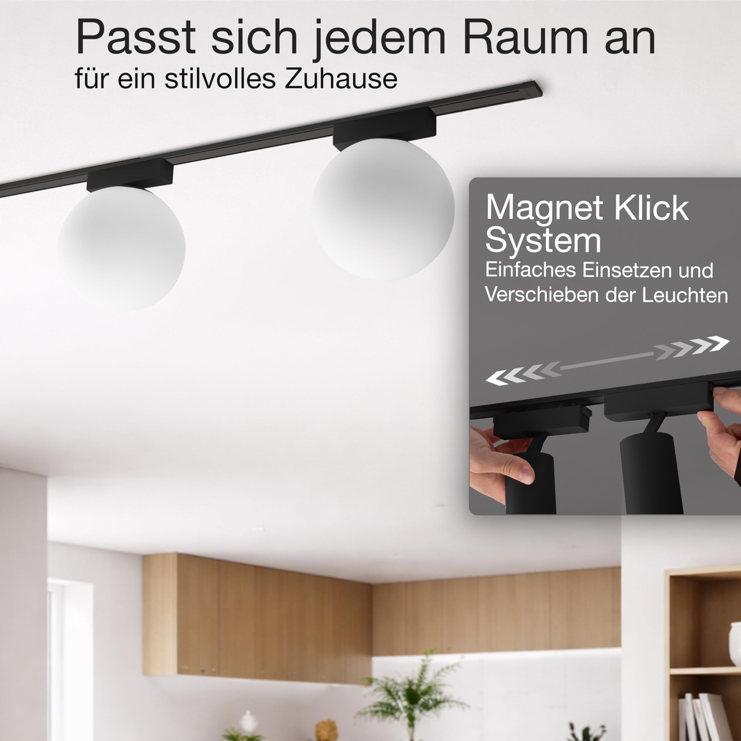 LED Kugelleuchte Zigbee dimmbar 9W Deckenleuchte für Schienensystem Schwarz