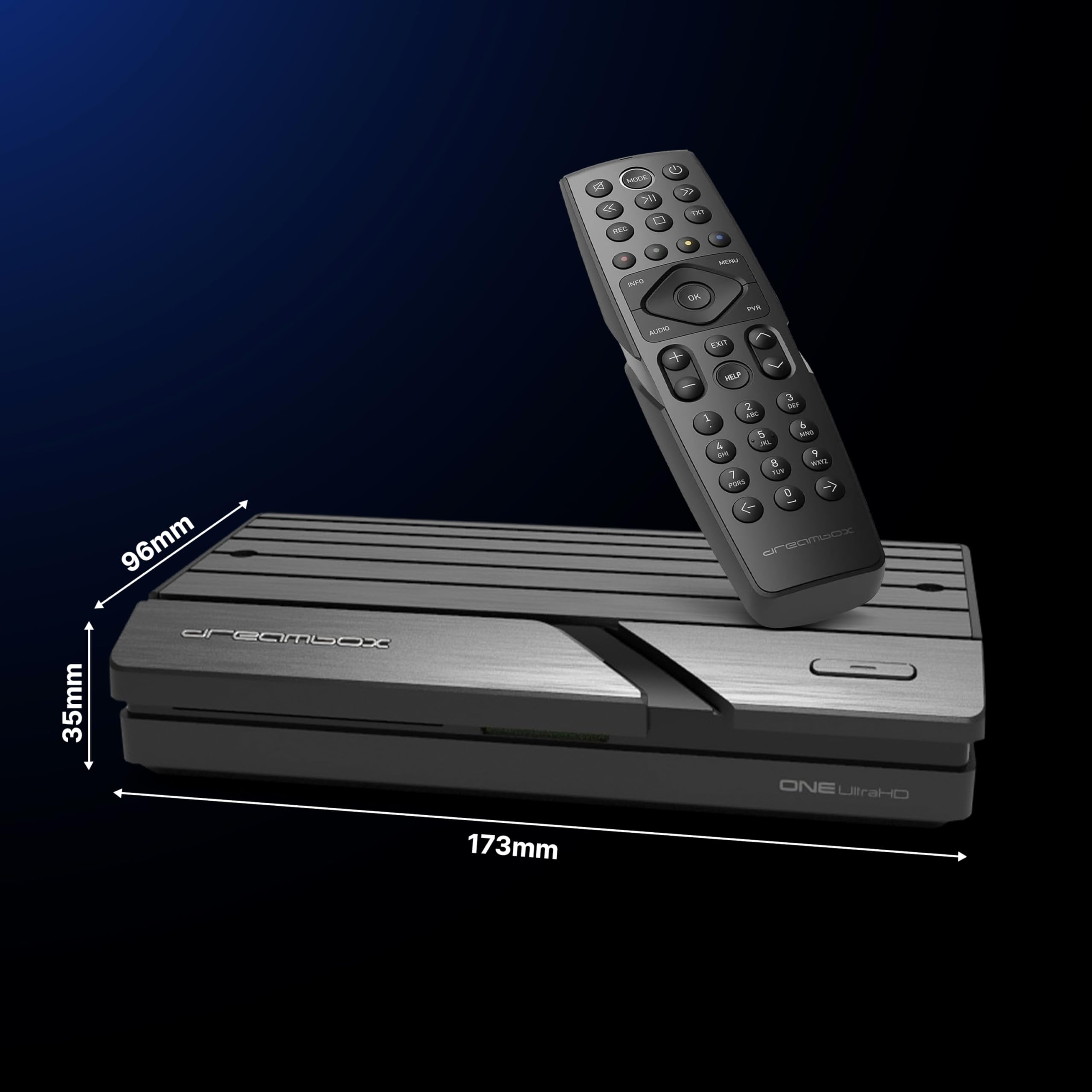 Dreambox One Ultra HD 2X DVB-S2X Multistream Tuner (4K, 2160p, E2 Linux, Dual WiFi H.265, HEVC)