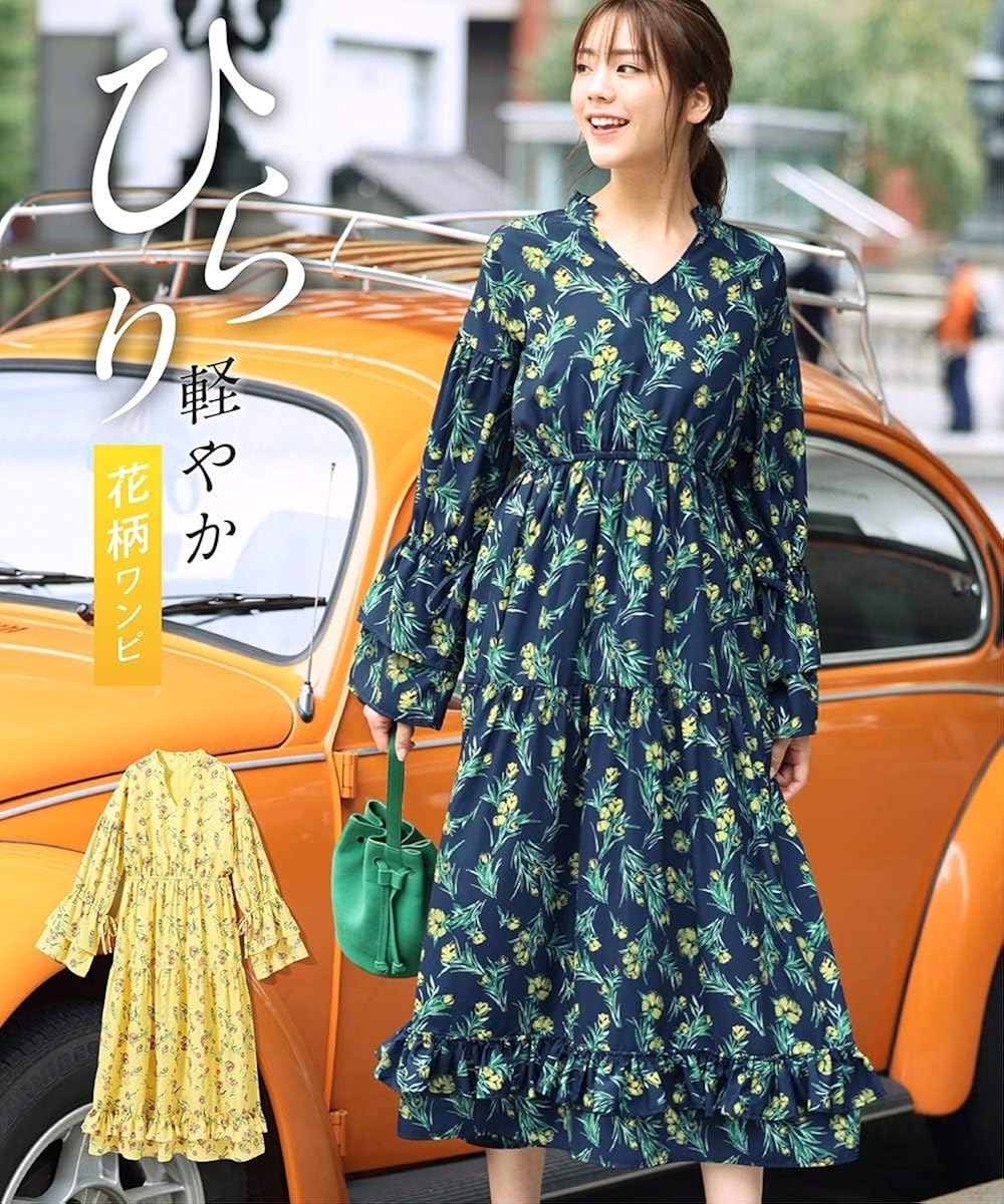Amazon Co Jp Nissen ニッセン ワンピース ドレス 大きいサイズ 花柄ワンピース 服 ファッション小物