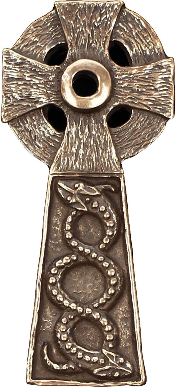 Wild Goose Celtic Healing Cross Irish Wall Hanging Entwined Serpents Bronze Coated Resin 6 1/2 Inches Tall x 3 Inches Wide Made in Ireland