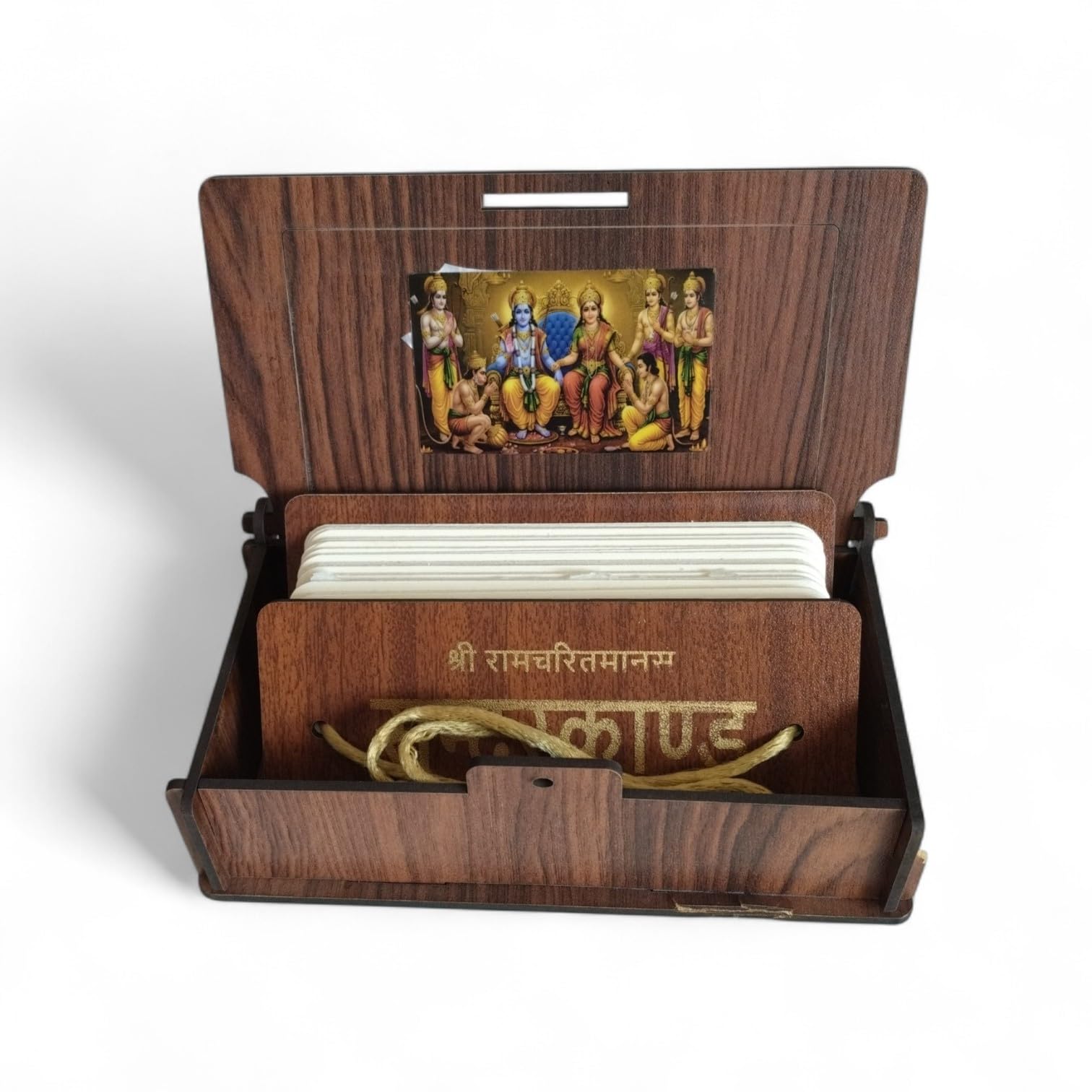 Premium Sundarkand Wooden Book with Engraved Wooden Cover | Religious Ramayan Sundar Kand Path Book | Spiritual Gift for Home Temple, Pooja & Festive Gifting-image-9