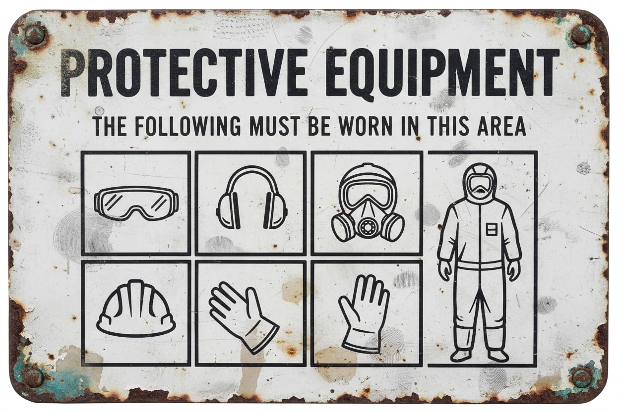 Safety Protective Equipment Must Be Worn Tin Sign, 8x12 Inch