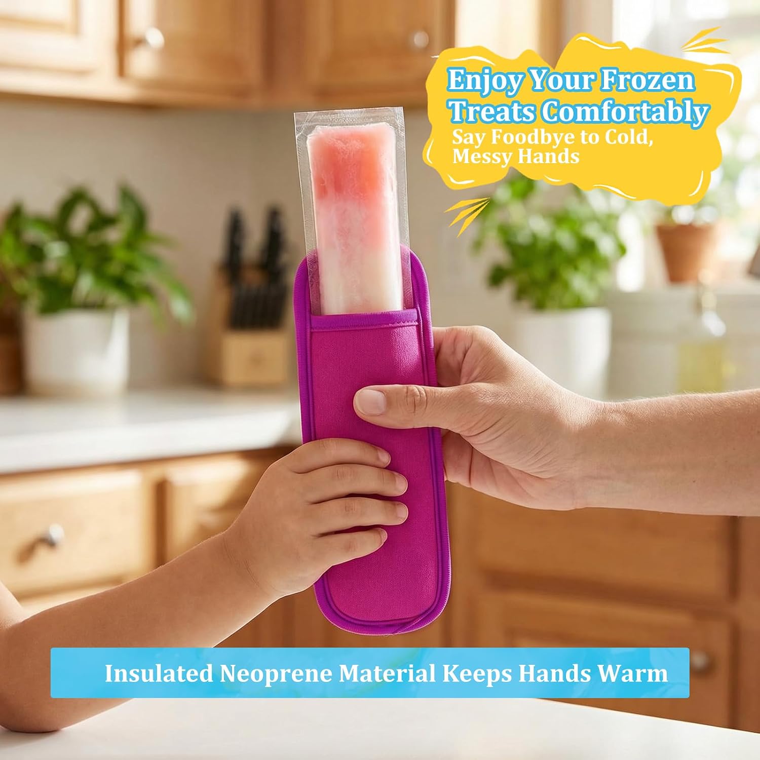 8 Pack Reusable Ice Pop Sleeves, Neoprene Ice Pop Holders for Kids, Washable No Drip Insulator Bags Molds for Frozen Treats, Summer Party, Crafts (Multicolor)