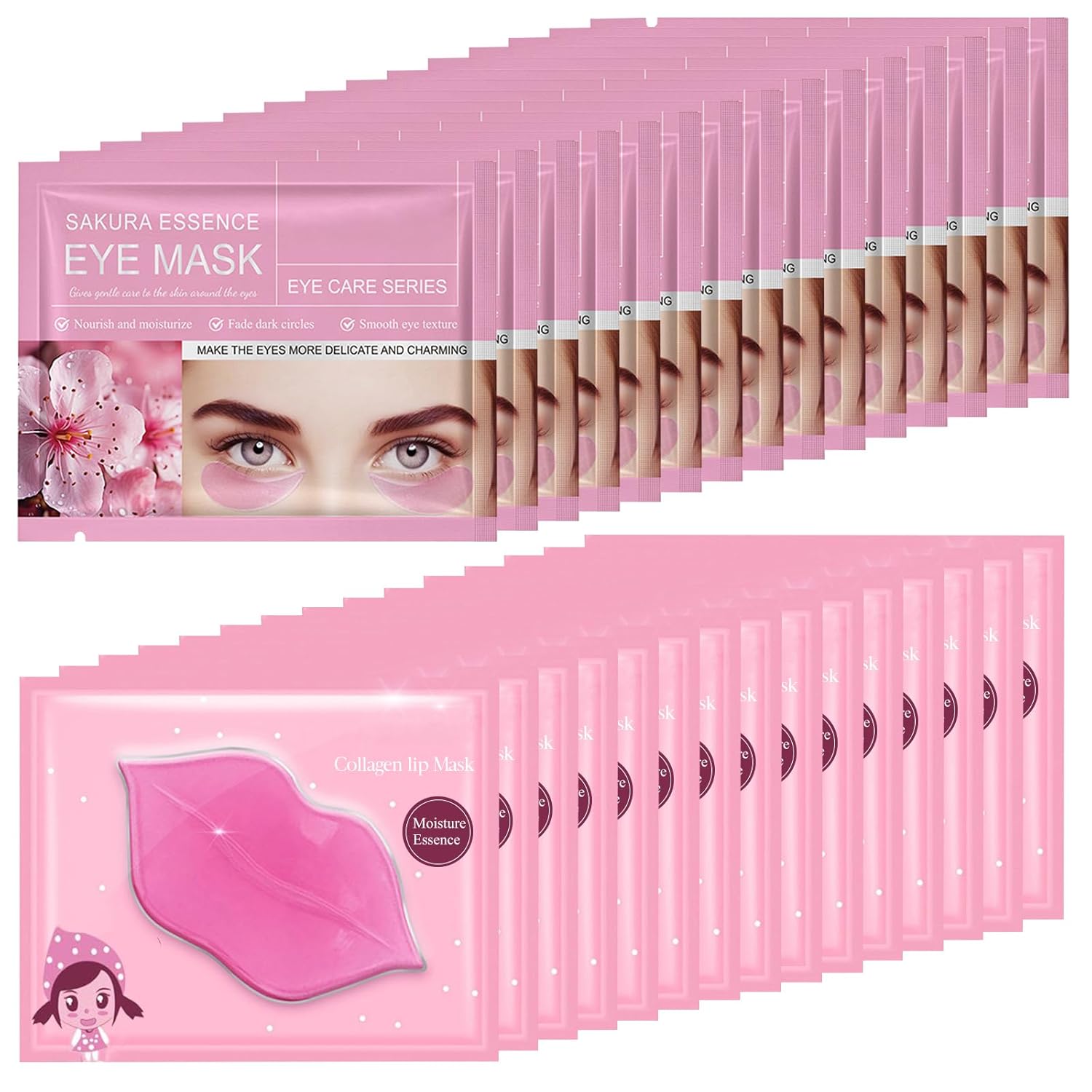 30 Pairs Lip Mask Under Eye Masks Patches, Crystal Collagen Hydrating Moisturizing Smoothing Lips Gel Pads for Puffy Eyes Bags,Dark Circles,Puffiness,Fine Lines,Wrinkles,Anti-Aging Sakura 30 Pairs Lip Mask Under Eye Masks Patches, Crystal Collagen Hydrating Moisturizing Smoothing Lips Gel Pads for Puffy Eyes Bags,Dark Circles,Puffiness,Fine Lines,Wrinkles,Anti-Aging Sakura