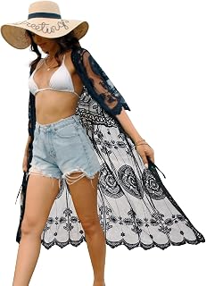 Swimsuit Cover Up Women Beach Bathing Suit Cover Cardigan Kimono Swimwear Bikini Cover Ups White Black