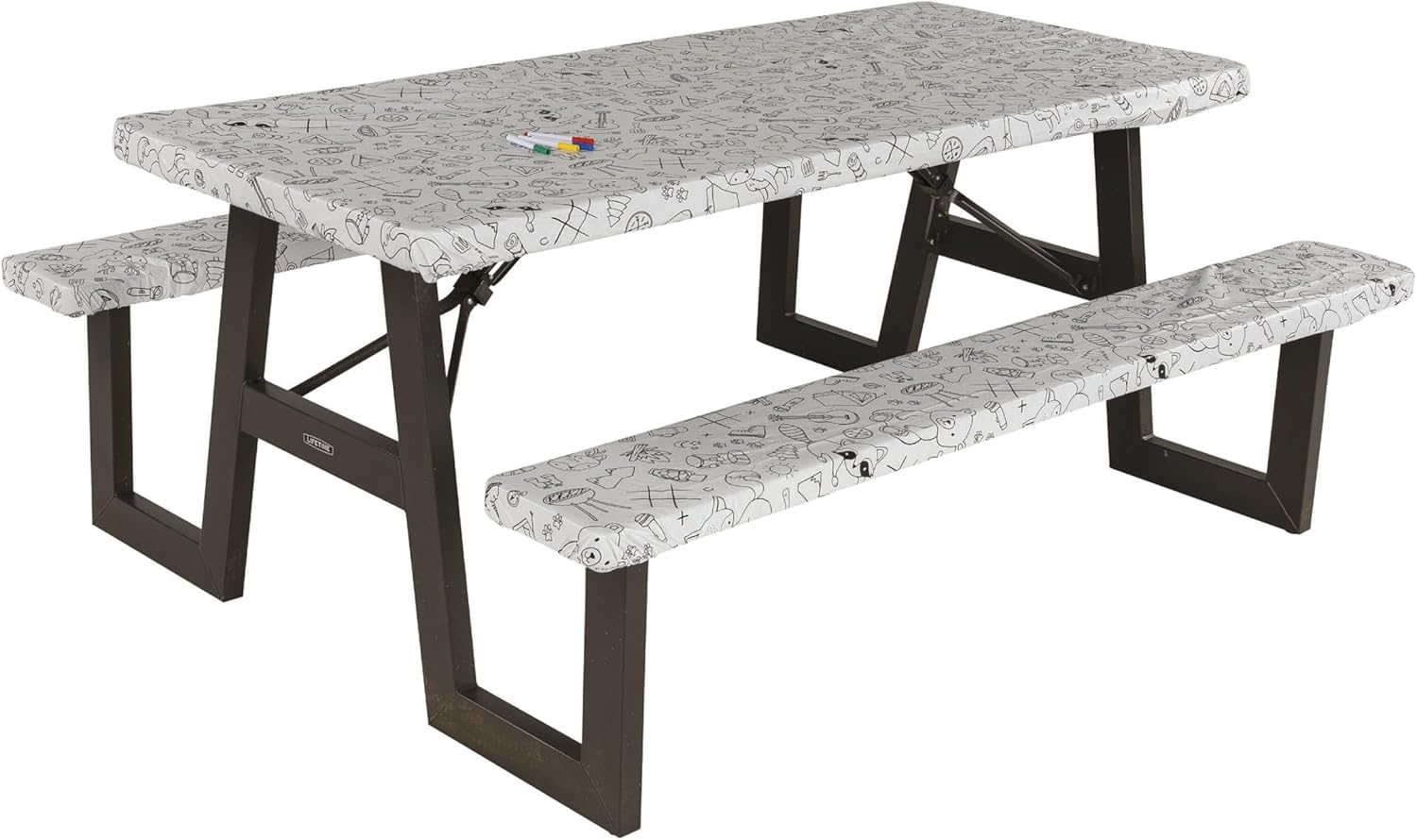 Lippert Color Escape Vinyl Tablecloth/Bench Cover Set for Camping and Picnics with 100% PEVA Material, Waterproof and Stain-Resistant Fabric - 2023051696