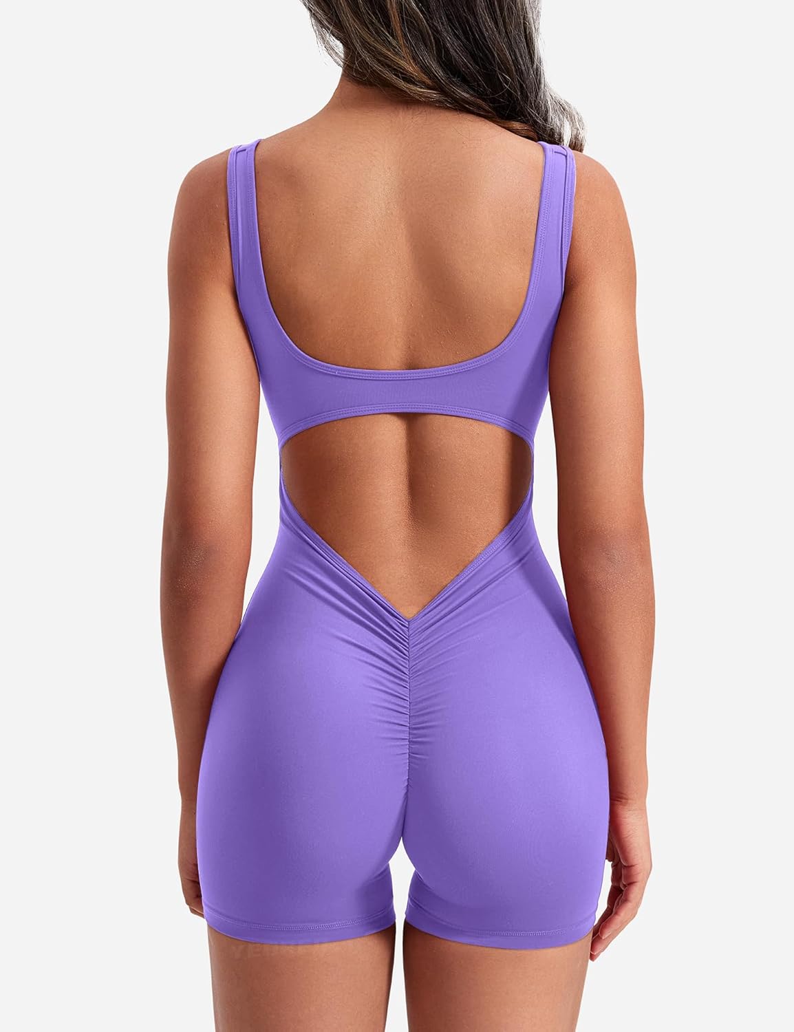 YEOREO One Piece Workout Jumpsuits for Women Backless Tummy Control Sleeveless Jumpsuits Lizvette V Back Scrunch Yoga Romper - Image 3