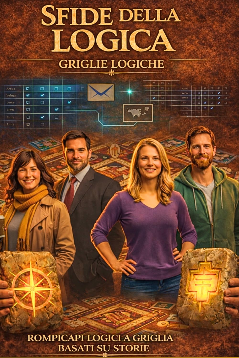 Sfide Della Logica. Griglie Logiche: Rompicapo Logici a Griglia Basati su Storie. Allena la Mente con Casi Investigativi, Missioni Spaziali e Misteri da Risolvere
