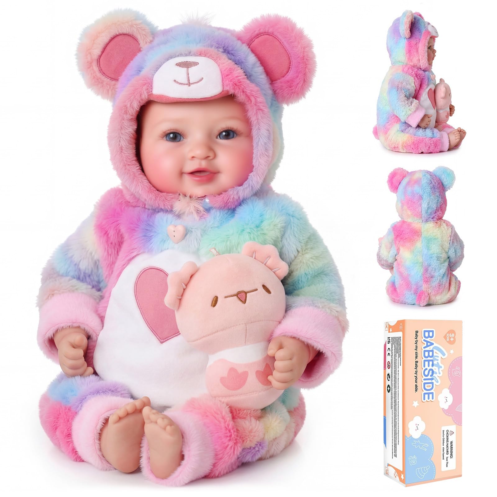 JIZHI Babypuppe - 38 cm Baby Puppen Mädchen Geschenkbox mit Schnuller und Flasche - Neugeborene Spielzeug für Kinder ab 3 Jahren