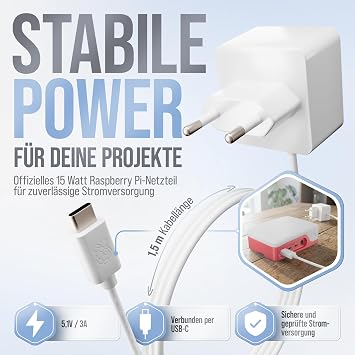 db-tronic Raspberry Pi 4 8 GB Starter Set 64 GB Edition Power Supply 15 W Housing Red/White Heatsink Set 4K Micro HDMI Cable Ideal for Smart Home Retro Gaming & Home Assistant