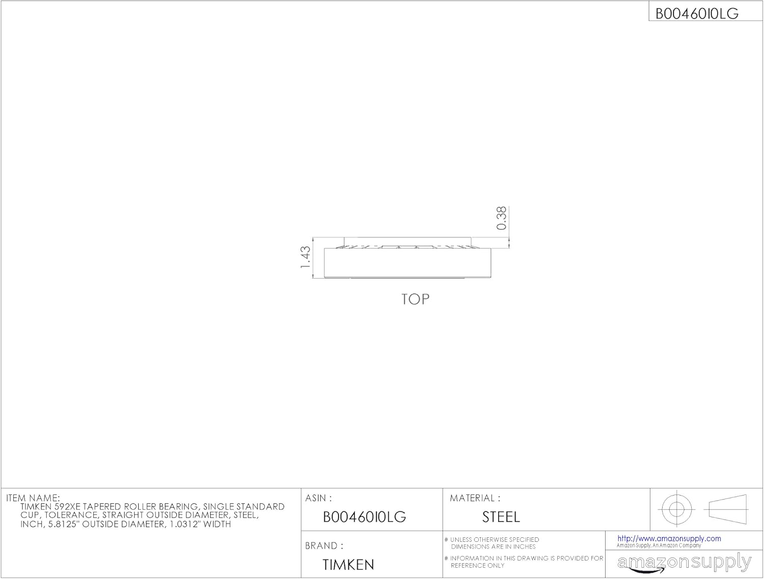 Timken Tapered Roller Bearing Cup - 592XE