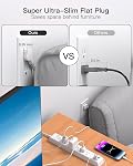 2 Pack Power Bar - Surge Protector with 6 Outlets 4 USB Charging Ports, 5Ft Braided Extension Cord, Flat Plug, Overload Protection, Wall Mount for Home Office