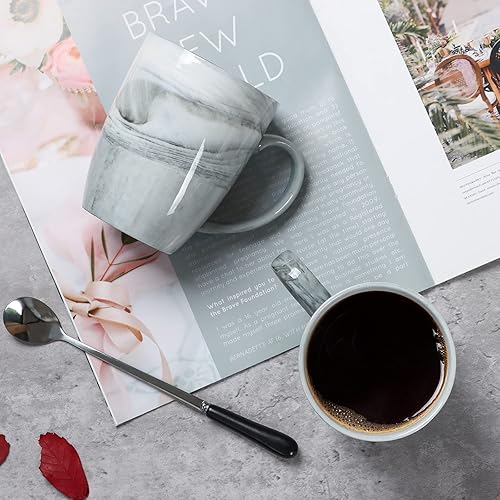 Miniatura 5 de Smilatte M067 - Tazas de café de mármol de 14 onzas, novedosas tazas de cerámica para el hogar y la oficina, aptas para microondas y lavavajillas,