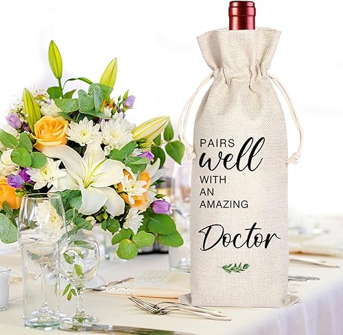 Miniatura 5 de Bolsa de vino para médicos, regalos de la escuela de medicina, regalos de agradecimiento para médicos, semana de médicos, regalo de jubilación para