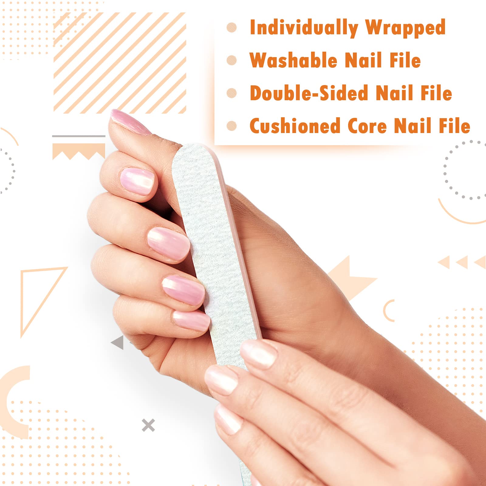 100 limas de uñas de grano 100180, tablero de esmeril de doble cara, herramienta de pedicura, limas de uñas envueltas individualmente para mujeres y hombres, uñas naturales, suministros para el