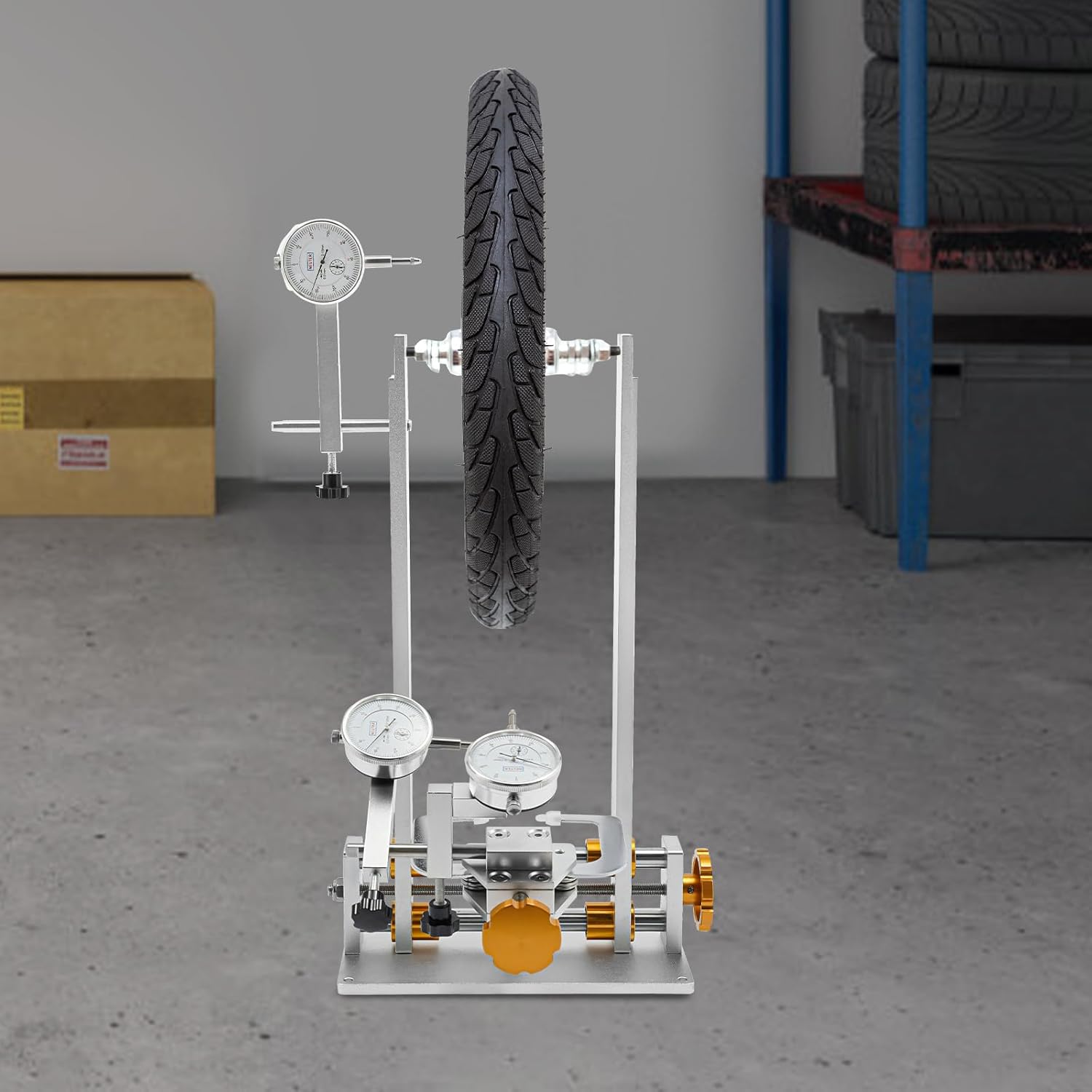 Wheel Truing Stand - Professional Bicycle Wheel Repair Tool with 3 Gauges for Alignment, Maintenance, and Balancing - Essential Bicycle Wheel Tire Rims Repair Equipment