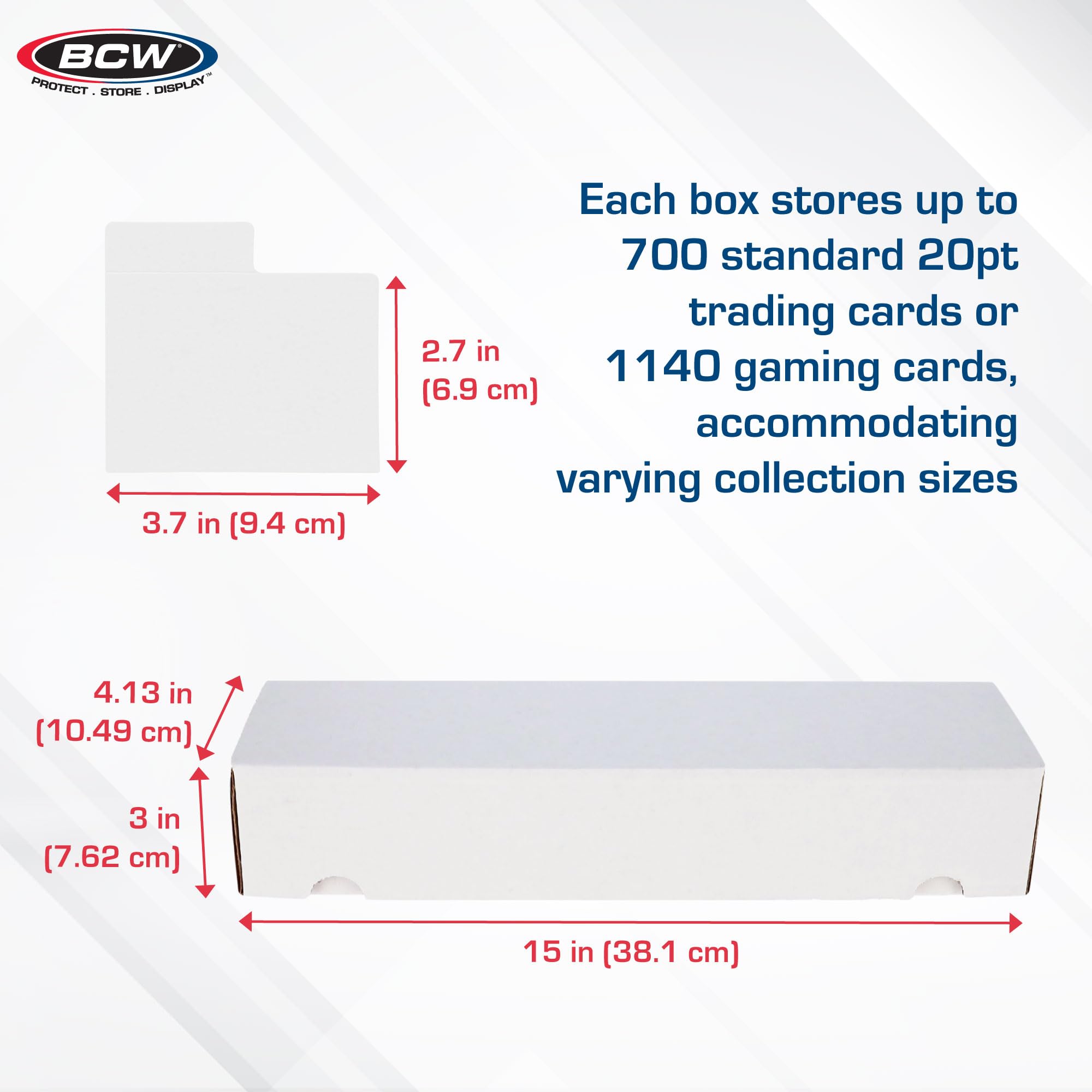 BCW Lot de 6 boîtes de rangement en carton ondulé 800 carats avec 30 intercalaires horizontaux | Rangement sécurisé pour cartes à collectionner, TCG et cartes de sport | Boîtes de rangement en carton