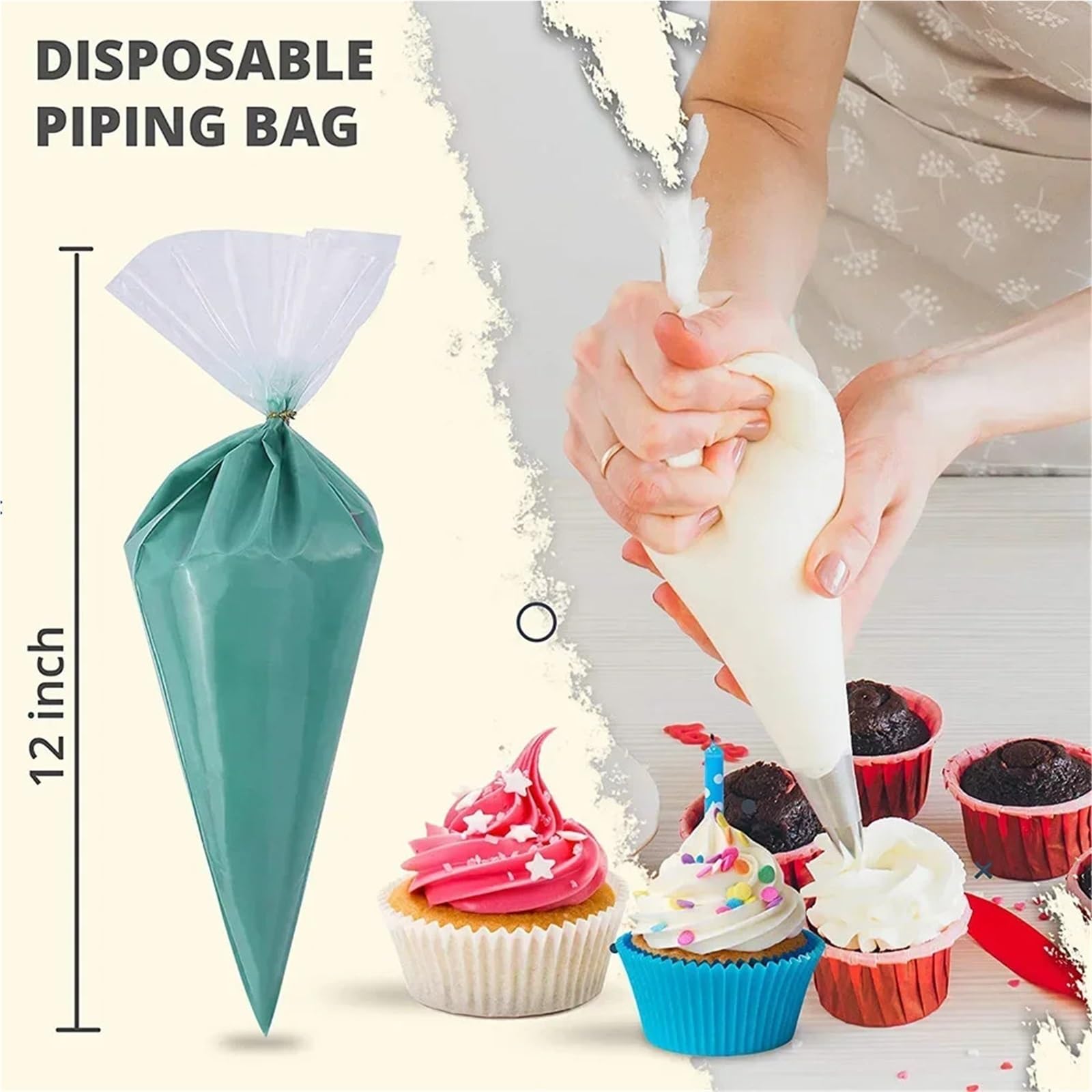 Manga pastelera, Bolsas de tubería 200-1000 Uds pastelería glaseado Fondant Pastel Crema decoración Herramientas for Hornear SML(M 1000pcs)