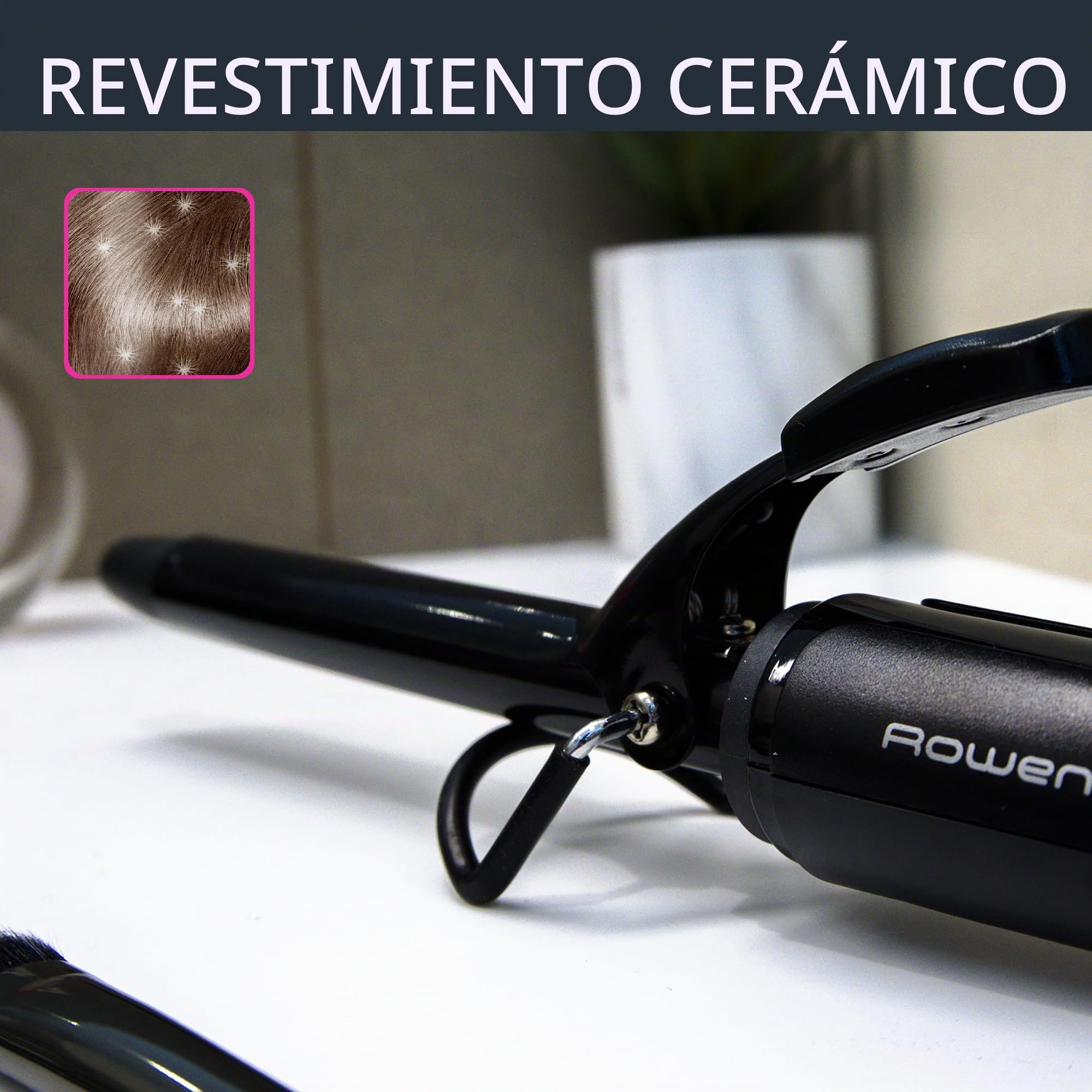 Rowenta CF2119 Rizador de pelo | 16 mm | rizos sólidos | revestimiento cerámico | calor suave | punta fría | cable giratorio de 360 ° | uso seguro | negro/rosa, negro/rojo