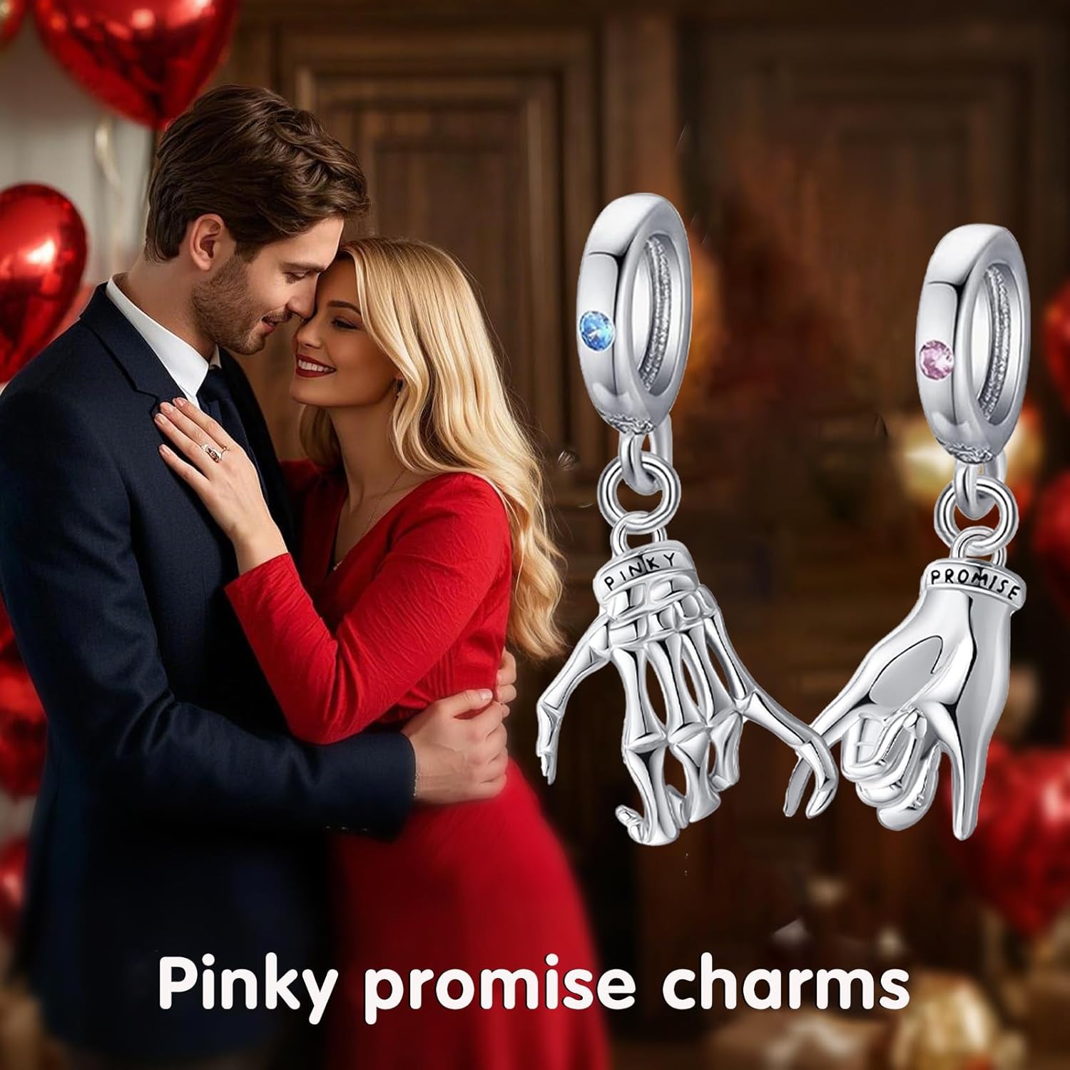 ONEFINITY Matching Charm 925 Sterling Silver Pinky Promise Dangle Charms Beads for Bracelets and Necklaces Matching Couple Jewelry Gifts Women Men - Image 6