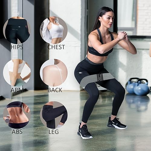 Miniatura 3 de Juego de bandas de resistencia, bucles de ejercicio portátiles para piernas y cadera, 3 bandas de peso de entrenamiento de nivel de resistencia con