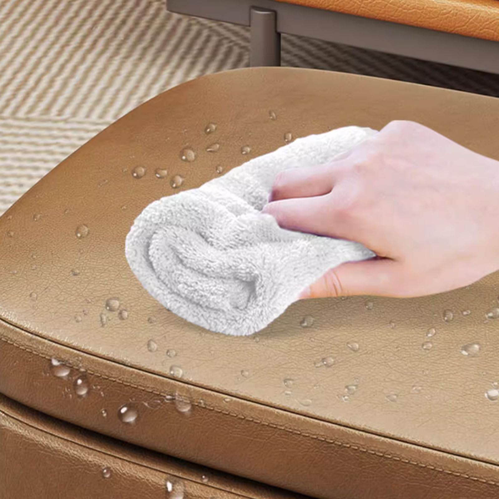 Robusto Ottomani in Pelle con Telaio in Legno Pieghevole Pieghevole Piede Riposo Robusto ottomano Sgabello Compatto Imbottito Pouf Pouf Ottoman risparmia Spazio